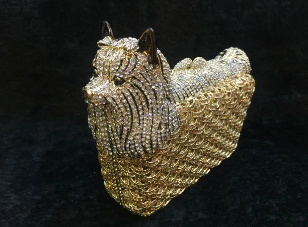 Женская серебряная вечерняя сумочка стразы золотые клатчи с кристаллами