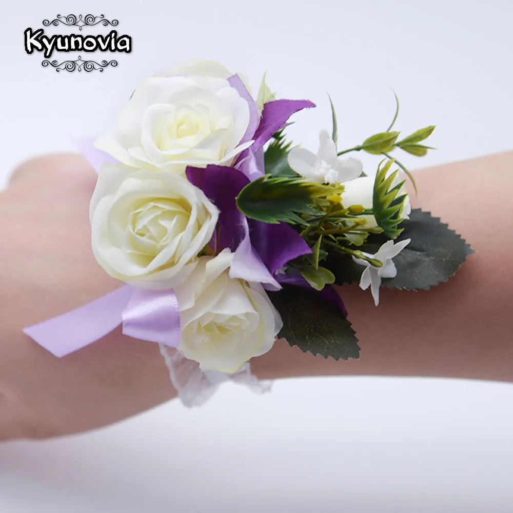 Kyunovia жемчужный корсаж подружки невесты искусственный Шелковый цветок свадебный