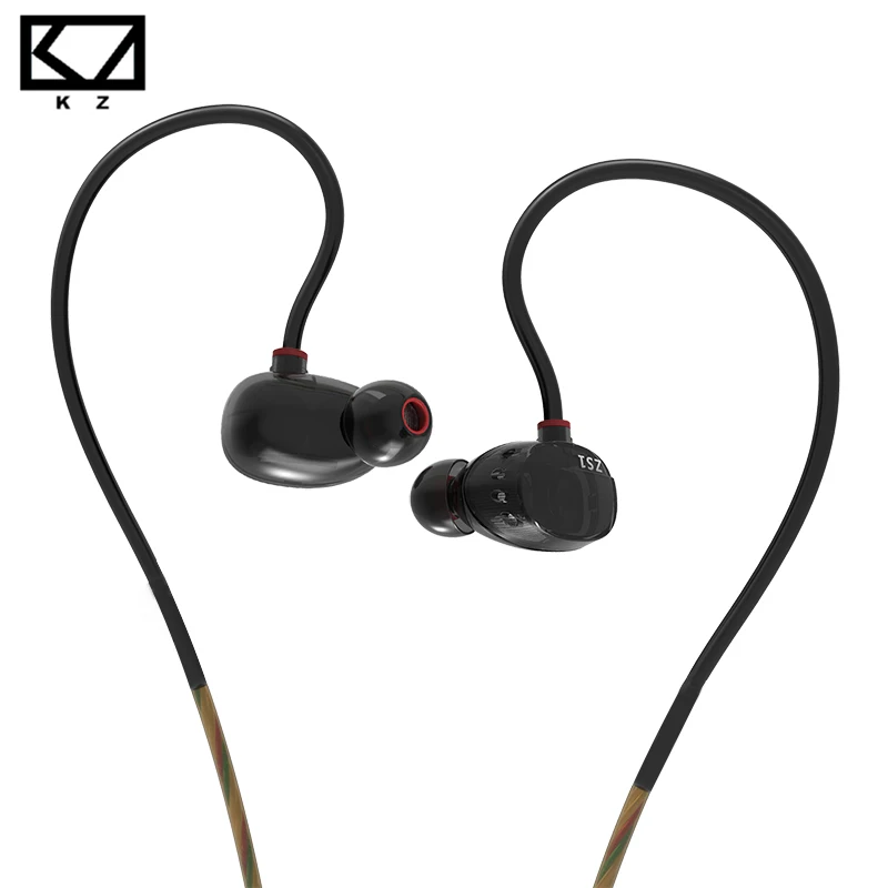 KZ ZS1 двойной динамический мониторинг Шум отмена стерео наушники вкладыши HiFi С микрофоном для телефона