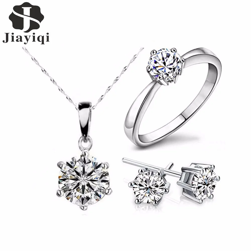 2020 Hot Sale Silver Color Fashion Jewelry Sets Cubic Zircon Statement Necklace & Earrings Rings Wedding Jewelry for Women Gift 2020 Hot Sale Silver Color Fashion Jewelry Sets Cubic Zircon Statement Necklace & Earrings Rings Wedding Jewelry for Women Gift