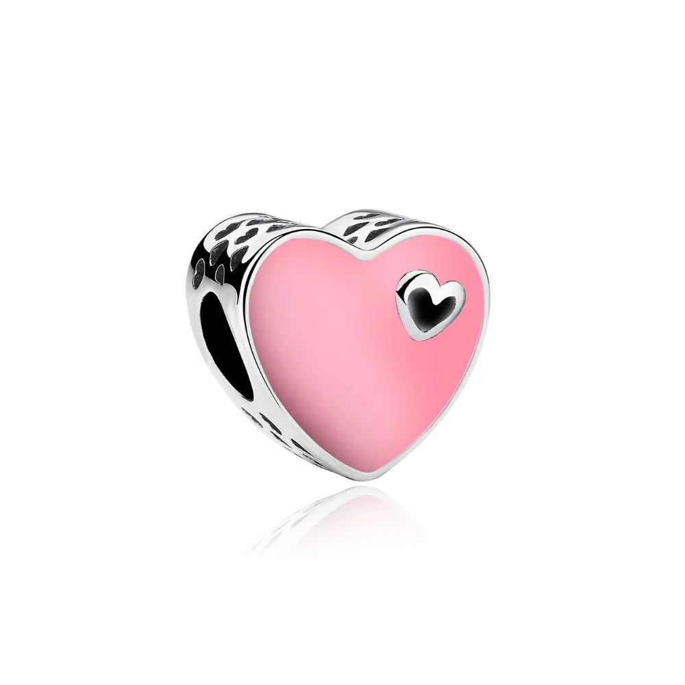 5PCS Zinc Alloy Love Bead Silver Plated Heart Shape Pink White Purple Enamel Beads Fit DIY Bracelet Jewelry Valentine's Day GIFT |