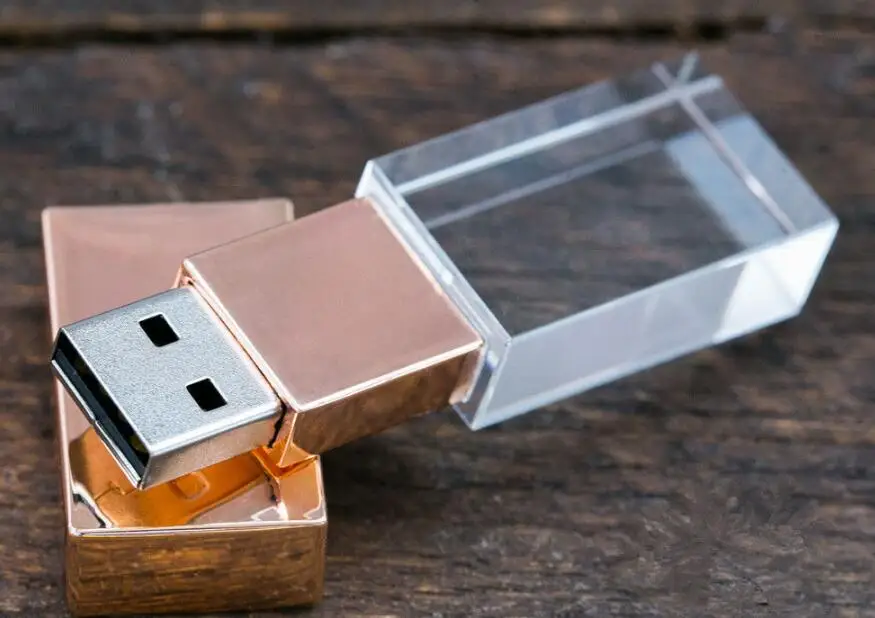 Rose gold USB 3,0 прозрачный акриловый хрустальный флеш-накопитель на заказ 3D логотип компании подарок - Цвет: Rose gold