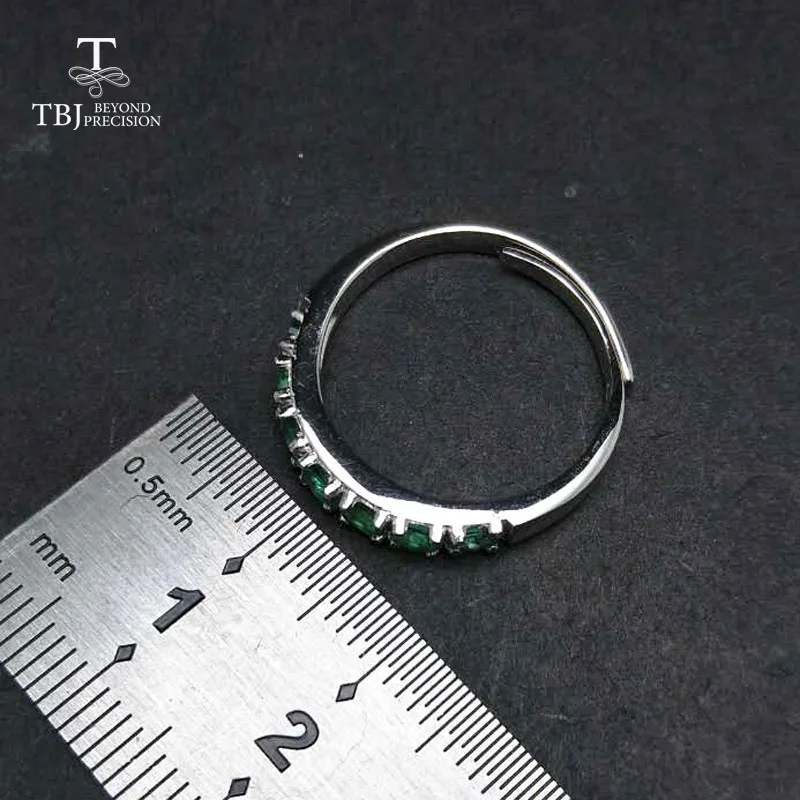 TBJ 100% натуральный зелёный Изумрудный камень кольцо из стерлингового серебра 925