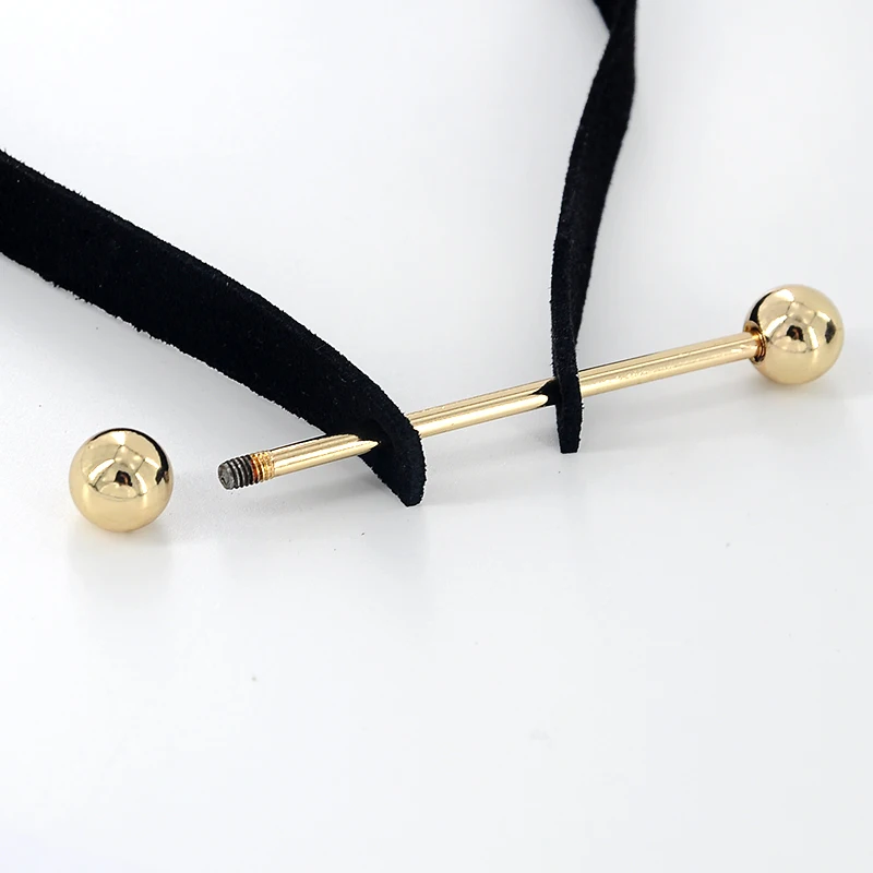 Простой черный бархат ленты колье Готический ручной работы с шармом золотого