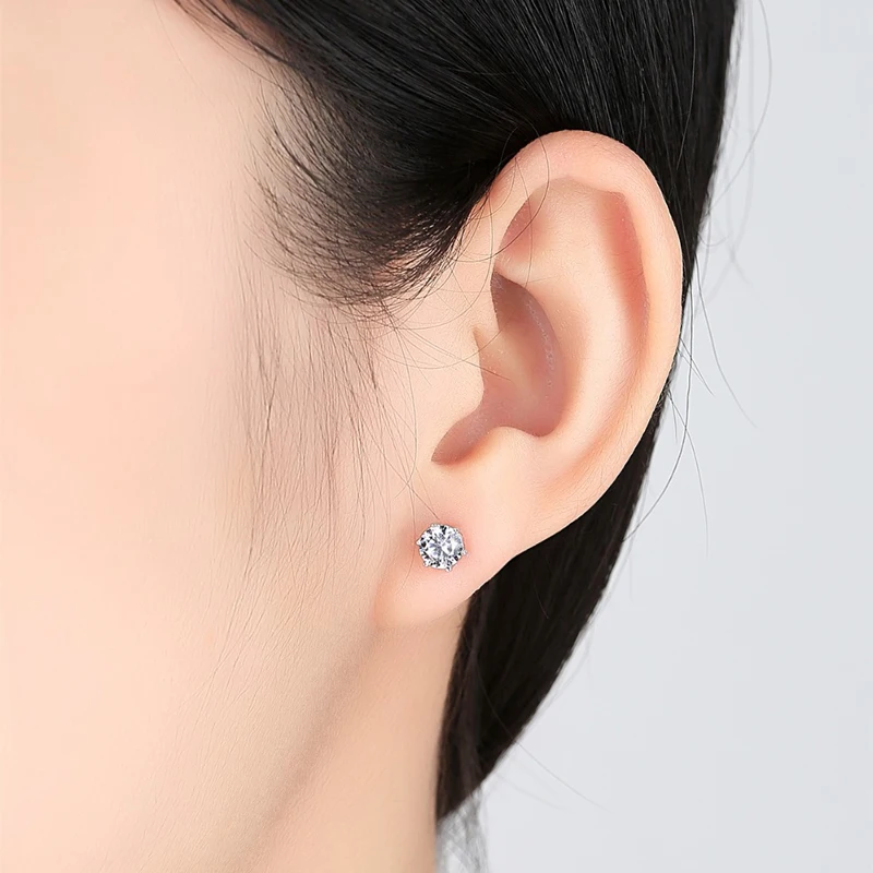 

Yanleyu Classic Wedding Stud Earrings for Women and Men Real 925 Sterling Silver 1 Carat Zircon CZ Bridal Jewelry Gift PE015