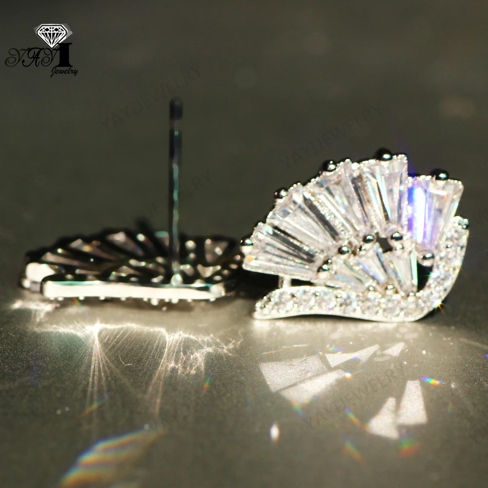 Ювелирные изделия YaYI Мода Принцесса 12CT серебро белый циркон Цвет Длинные серьги