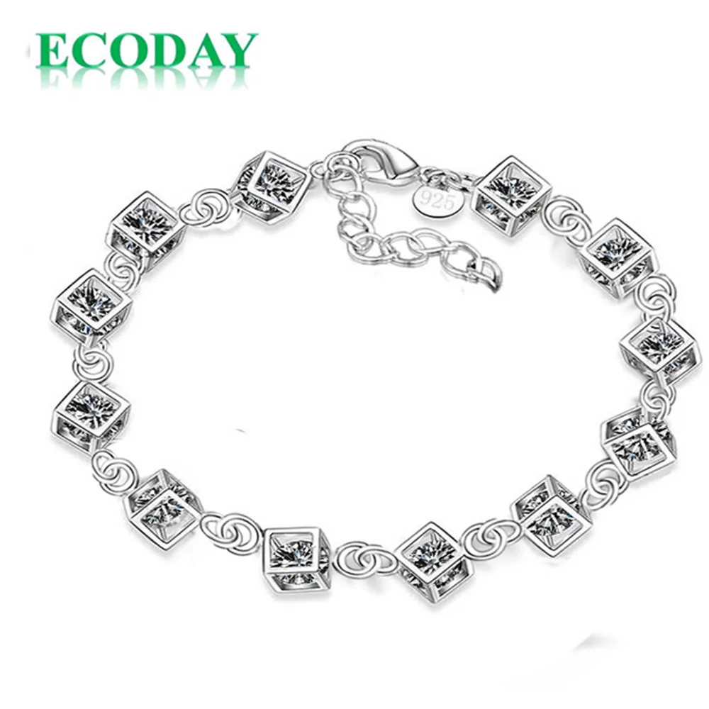 ECODAY модные ювелирные изделия серебряный цвет браслет браслеты с подвесками для