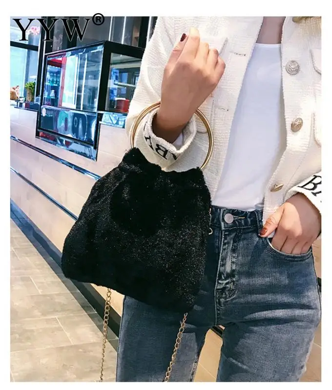 

2018 Winter Soft Plush Faux Fur Bag Fashion Women Hairy Tote Bag Warm Plush Handbag Ladies Crossbody Shoulder Bag Messenger
