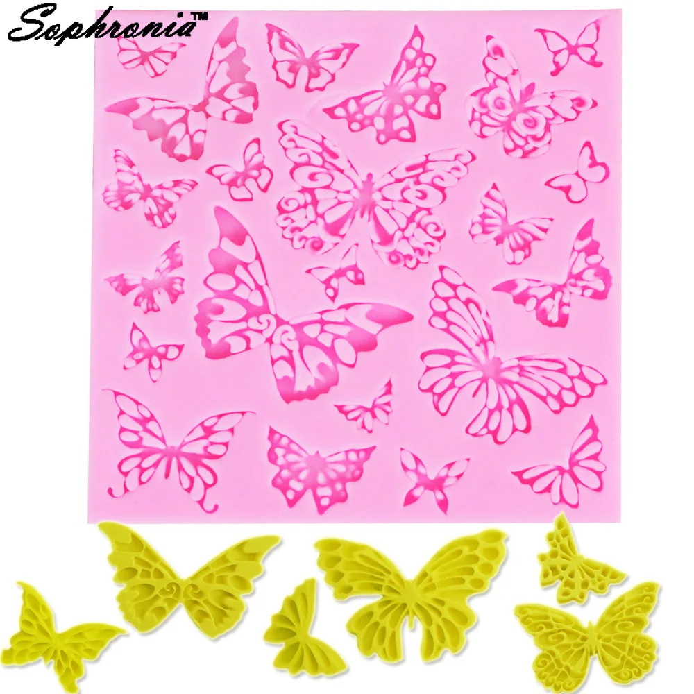 

10PCS/SET Butterfly Lace Silicone Mold Fondant Chocolate Mould Silicone Molds Cooking Cupcake Wedding Decorating Tools F1164