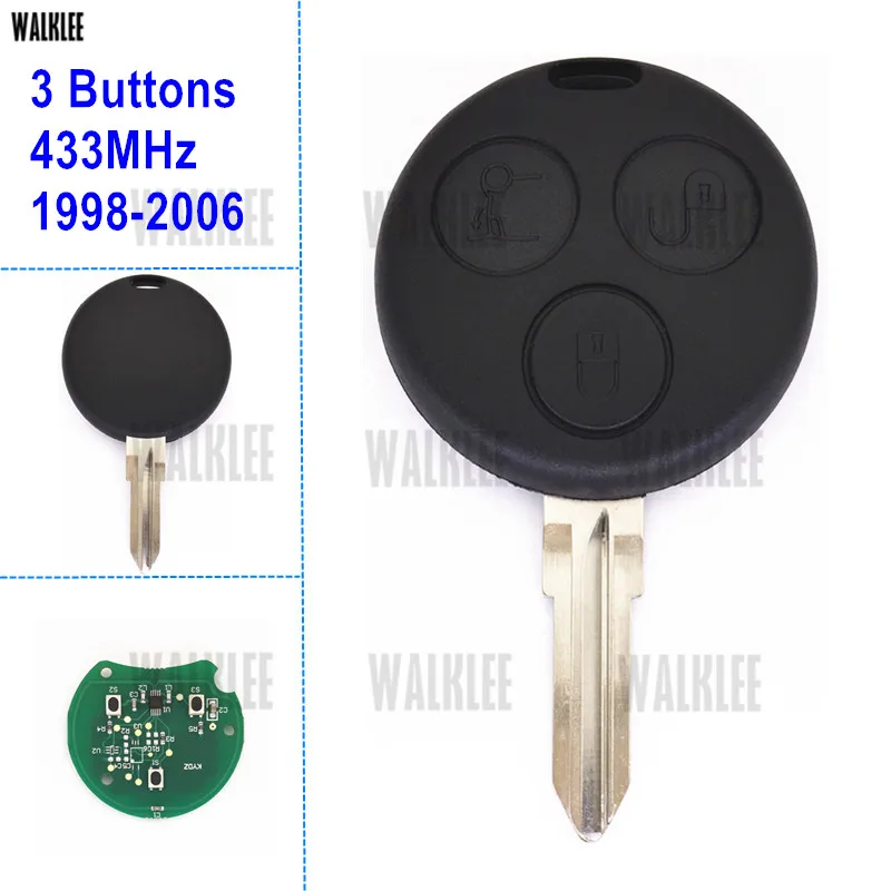 WALKLEE Remote Key Suit for Mercedes-Benz Smart Fortwo K Roadster City Coupe Forfour Crossblade Cabrio 434MHz | Автомобили и