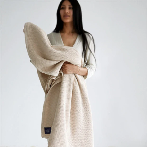 Beige Yellow Сотовое многослойное полотенце, одеяло, двойной диван, Пляжное сплошное покрывало, роскошное покрывало, двойные одеяла, 3 цвета - Цвет: Beige Yellow