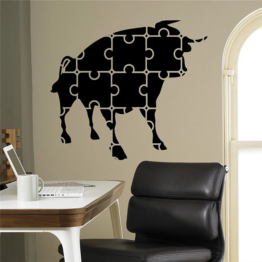 

Wall Stickers For Kids Rooms Mosaic Puzzles Bull Design Home Decoration Baby Quote Wall Decal Nursery Removable Stickers # M07