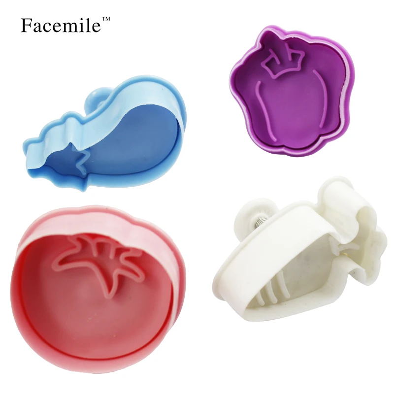 4 шт. Морковные баклажаны томатная тыква Плунжер резак для печенья Подарочная