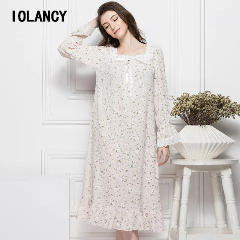 Платье для беременных 2017 Дворцовая ретро Цветочная хлопковая ночная рубашка с