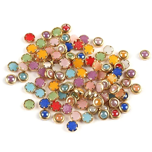 Mixed Color(100pcs) 100 шт./упак. 3 мм 4 мм металлический Украшенные стразами DIY ногтевой полукруглый жемчуг, с декоративной отделкой бисером, Красота блестящие украшения поделки своими руками - Цвет: Mixed Color(100pcs)