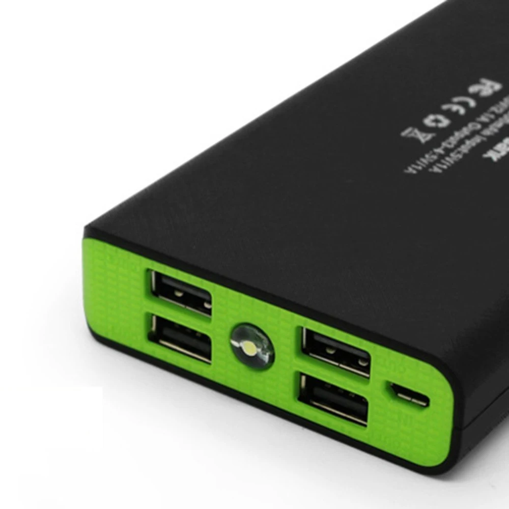 Внешний аккумулятор с корпусом, светодиодный фонарик, 4 порта usb, 5 В, 2 А, зарядное устройство, чехол, комплекты для самостоятельной сборки, питание от 6x18650 батарей