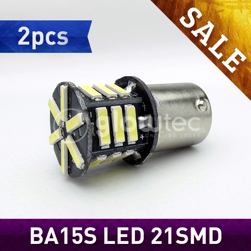 2 шт. Автомобильные светодиодные лампы ba15s 1156 21smd 7020 p21w ярко белые/красные