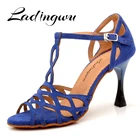 Женские замшевые туфли Ladingwu, синие, черные, красные туфли для танцев сальсы, танго, бальных танцев, латиноамериканских танцев