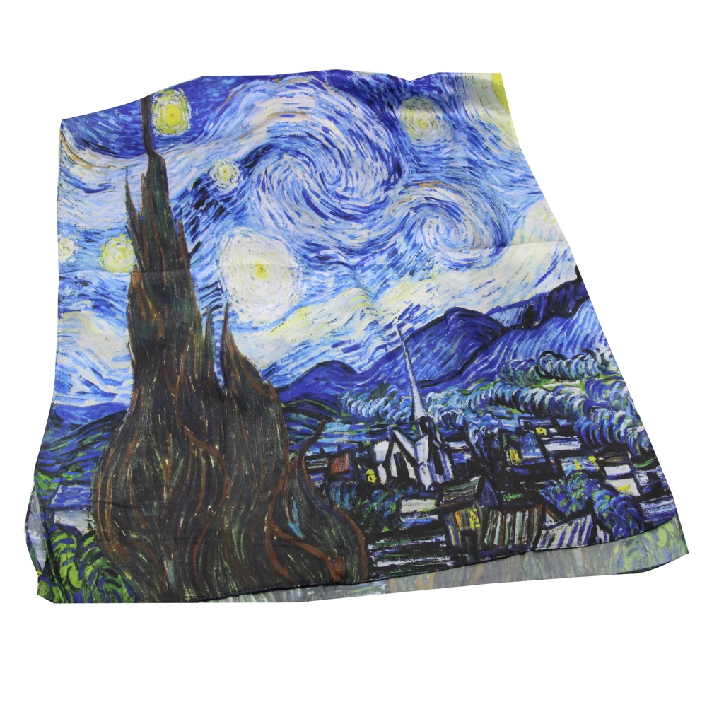 Женский шарф Бандана KlimtVan Gogh с масляной цифровой картиной в итальянском стиле