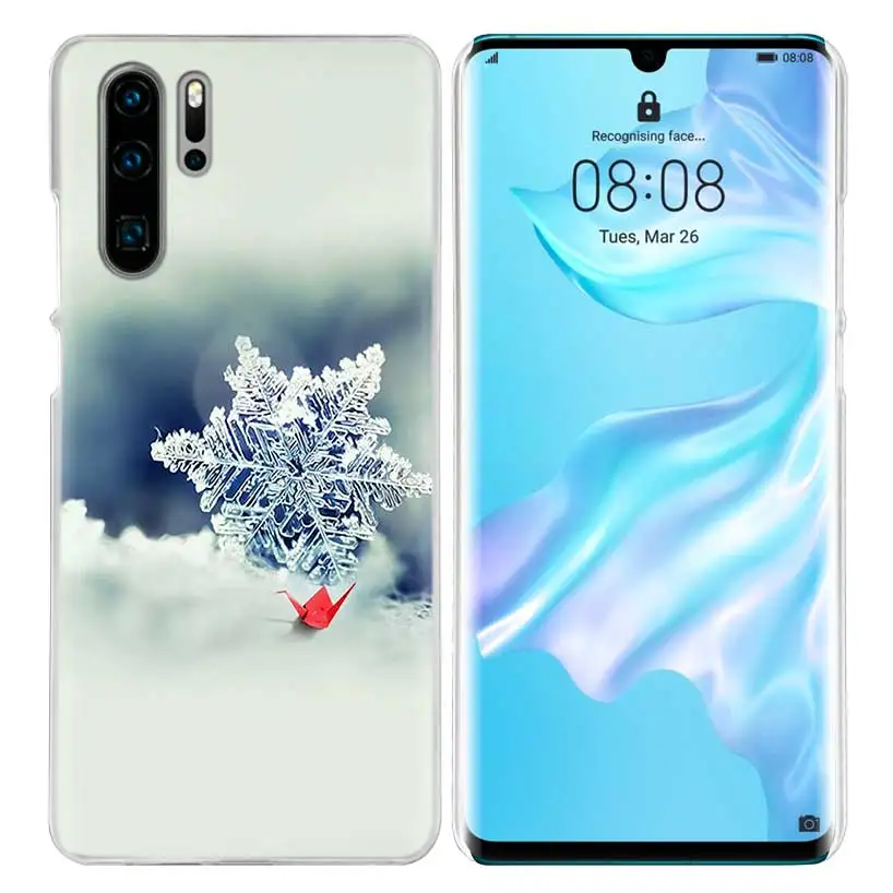 04 Чехол с рождественской снежинкой для huawei P20 P30 P Smart Nova 4 3i P10 P9 P8 mate 10 20 lite Pro Mini жесткий чехол для телефона из ПК - Цвет: 04