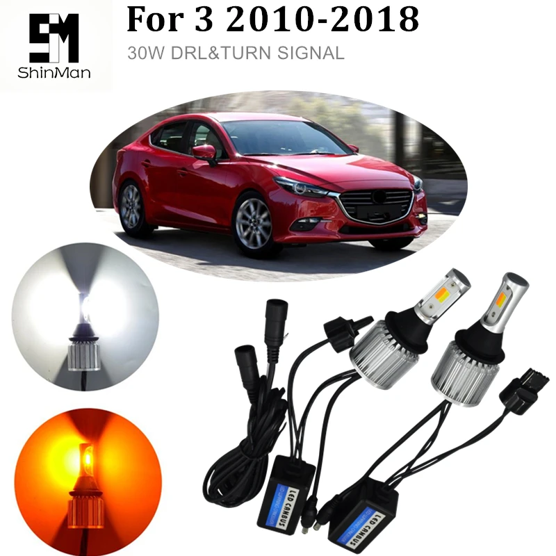 Shinman 30 Вт cob WY21W 7440 T20 для mazda 3 2014 2018 Автомобильные дневные ходосветодиодный огни