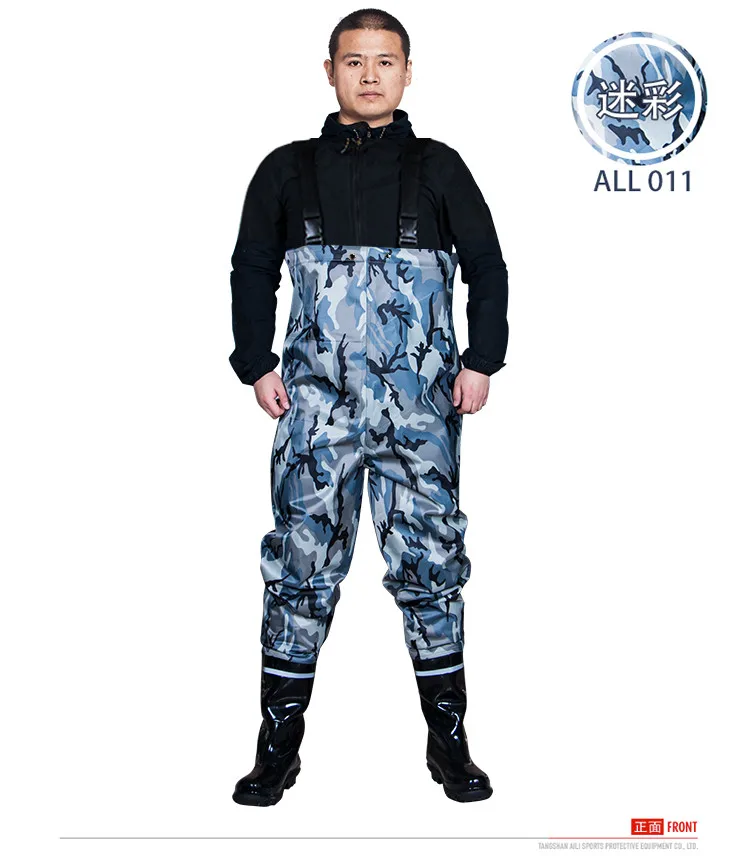 blue camo Открытый обновленный Eu38-45 Водонепроницаемый Кемпинг болотные брюки анти-износ нейлон+ ПУ мужчины женщины Рыбалка Wader сапоги комбинезоны ремень брюки - Цвет: blue camo