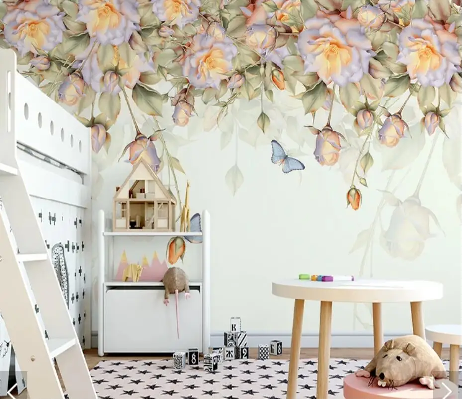 3D ручная роспись цветочный настенные фрески для Гостиная обои пейзаж Фреска