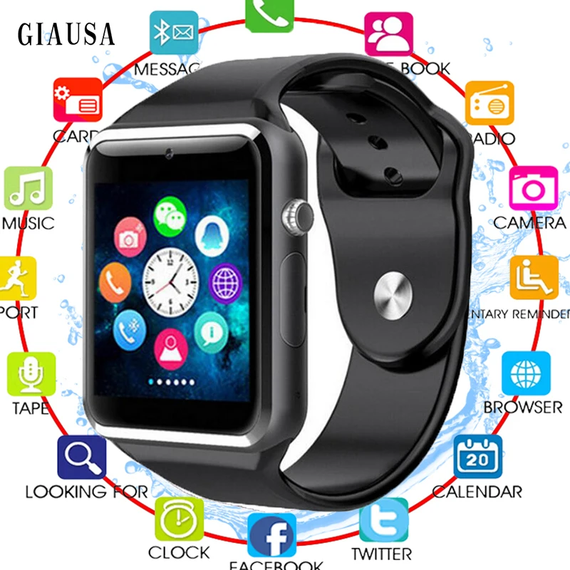 Наручные часы A1 Bluetooth Смарт часы спортивные Шагомер с sim-камерой Smartwatch для Android смартфонов Россия T15 PK DZ09