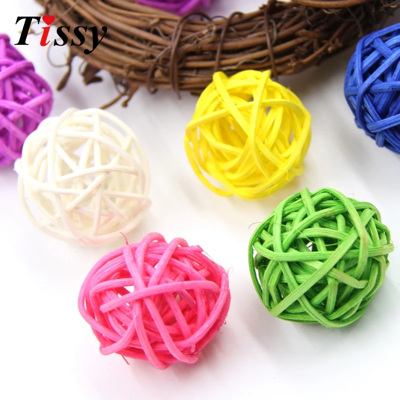 10 шт. 4 см красивый ротанговый шар DIY Sepak Takraw деревянные украшения на Рождество/День рождения/свадьбу украшения принадлежности