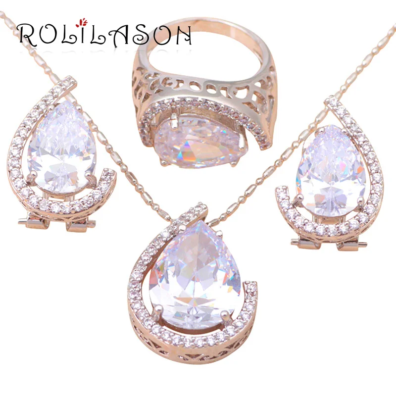 Заполненный AAA Циркон Кристалл здоровья никель и свинец серьги ожерелье кольцо