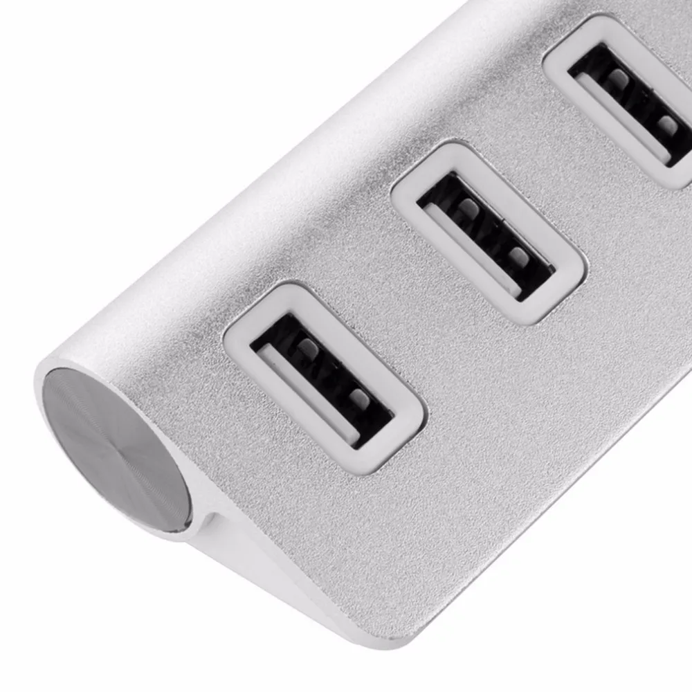 Супер высокая скорость 4 порта usb-хаб портативный размер алюминиевый сплав USB разветвитель адаптер с Светодиодный индикатор для Windows XP/Vista/7/8