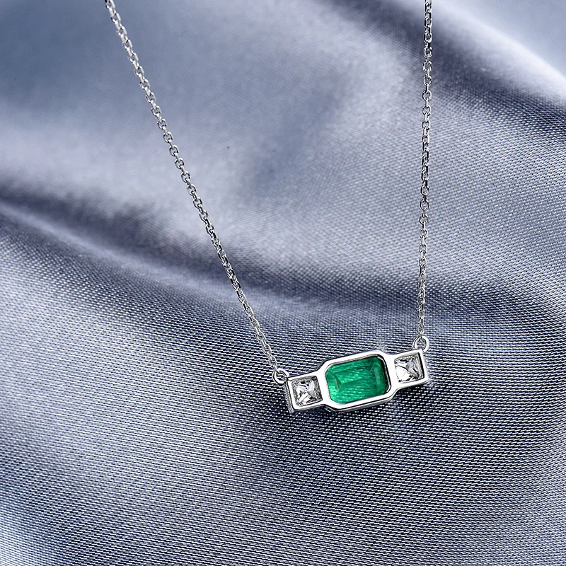 LOVERJEWELRY Новые однотонные 18Kt белого золота колумбийский изумруд ожерелье с