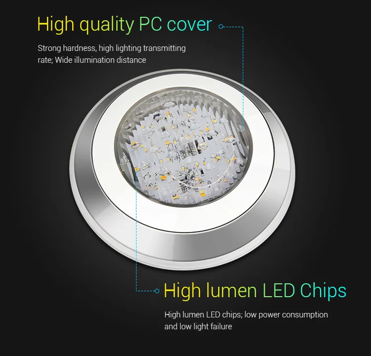 [Seven Neon] 12В/DC12-24V настенный IP68 Подводный 15 Вт RGB + CCT LED с регулируемой яркостью 1100лм