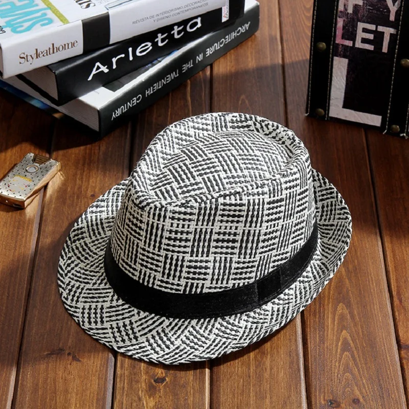 НОВАЯ шапка унисекс в клетку с лентой и крутящимися полями летняя пляжная Панама