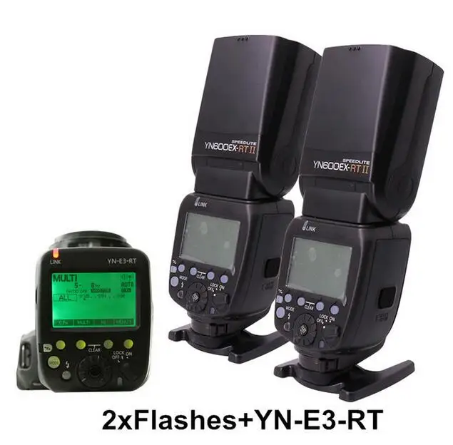 2Xflash and trigger YONGNUO YN600EX-RT II Auto ttl HSS Вспышка Speedlite+ YN-E3-RT контроллер для Canon 5D3 5D2 7D Mark II 6D 70D 60D - Цвет: 2Xflash and trigger