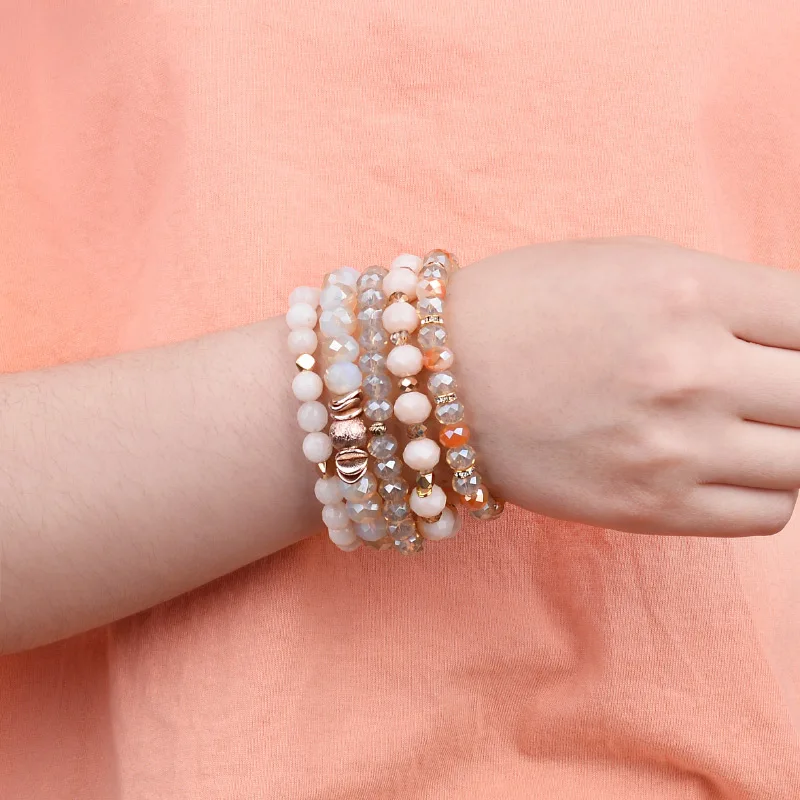 BOJIU 5 шт./компл. Многослойные женские браслеты ювелирные изделия эластичные