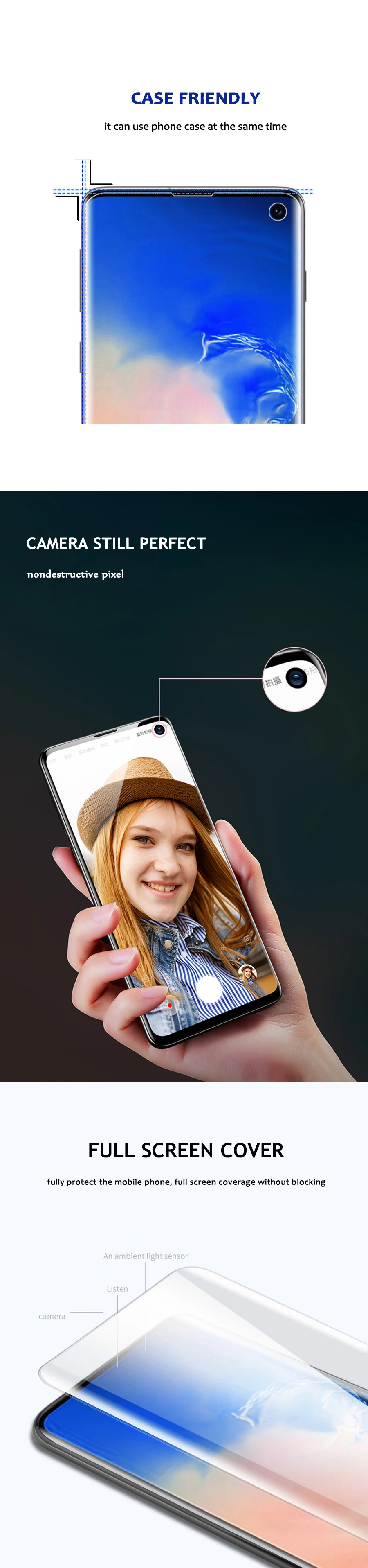 Ультрафиолетовый защитный экран с полным клеем для samsung S10e Plus S8 S9 Plus Note 9, закаленное стекло с полным покрытием, УФ-светильник, жидкий HW mate 30 Pro