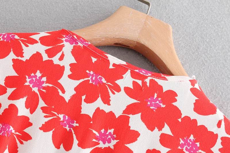 Женская мода перекрестной v шеи милый цветочный принт повседневное кимоно платье