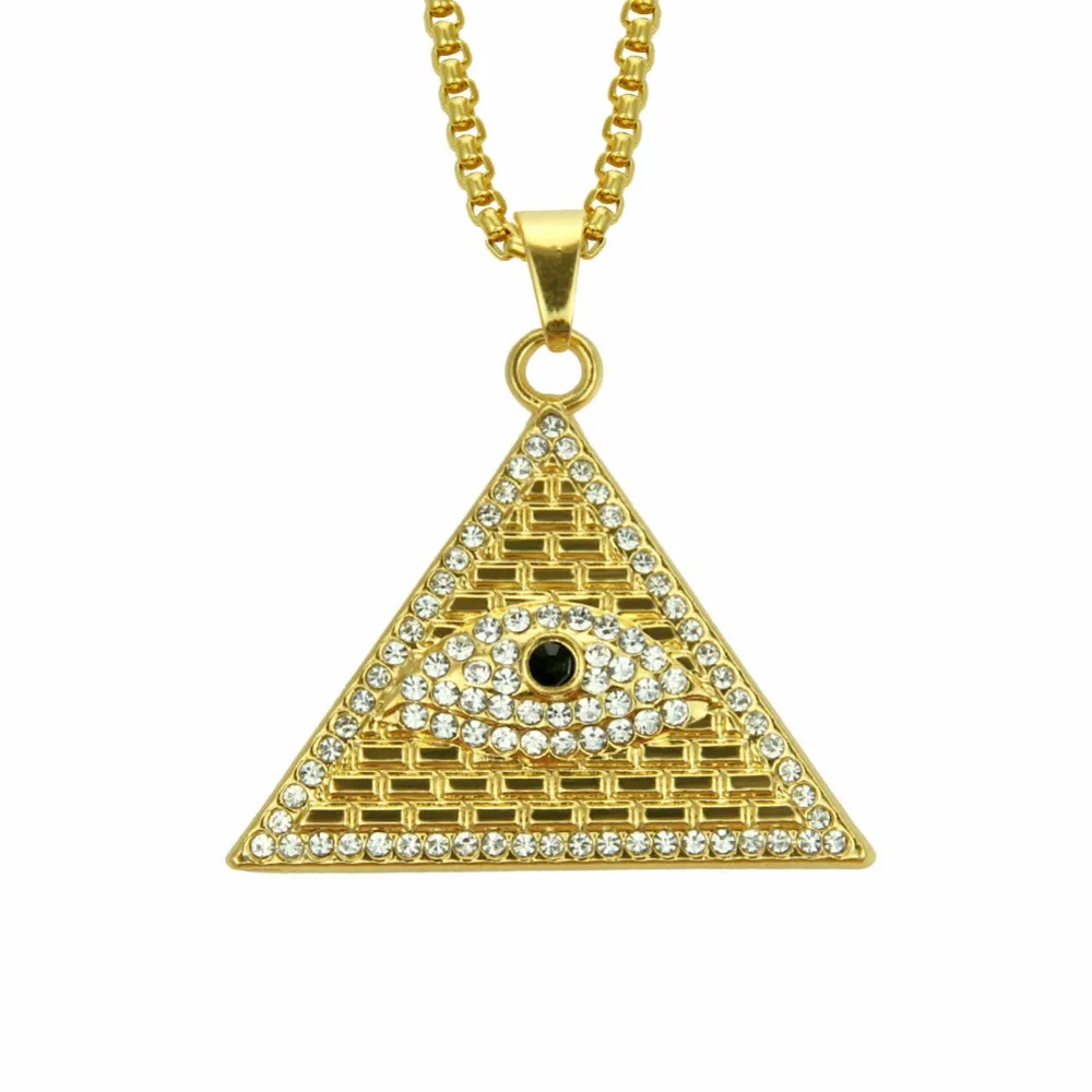 

Fooderwerk Jewelry New Fashion Pyramid Pendant Men And Women Necklace Hip Hop Evil Eye Pendant Clavicle Chain Accessories