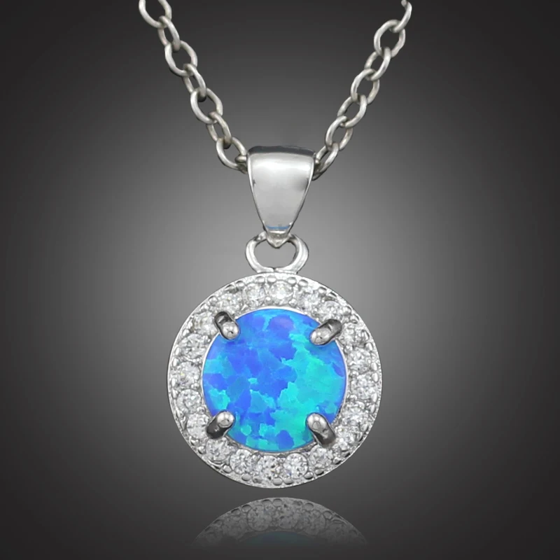 Голубой огненный опал CZ кулон для девочек модные ювелирные изделия женские