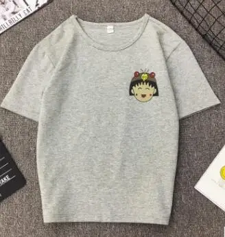 2019 Женская летняя футболка одежда рубашка с круглым вырезом Chibi Maruko Chan печатных
