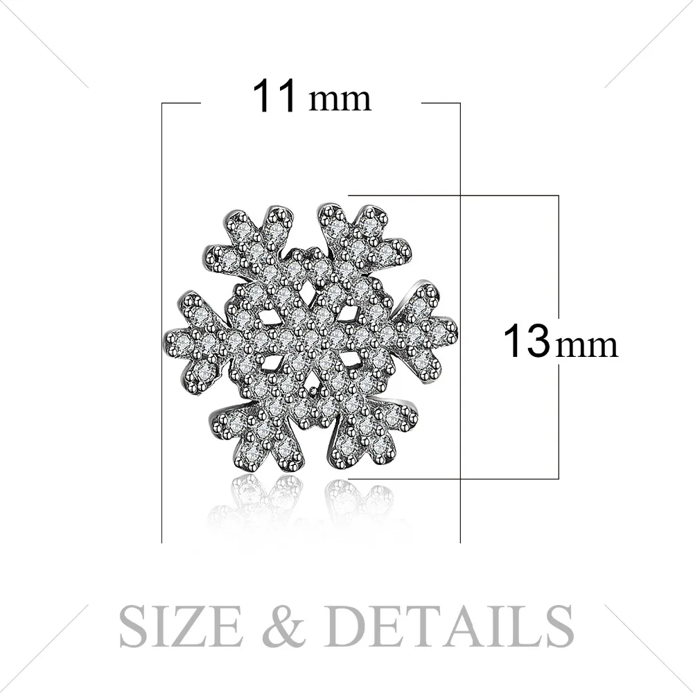 Jewelrypalace 925 стерлингов Серебряные серьги гвоздики зима сюрприз снежинки CZ