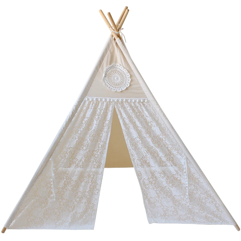 Кружевная палатка teepee детские игрушки в помещении игровая комната для детей Tipi девочек игровой домик детский холст игровой дом для детей Продукты 4 полюса