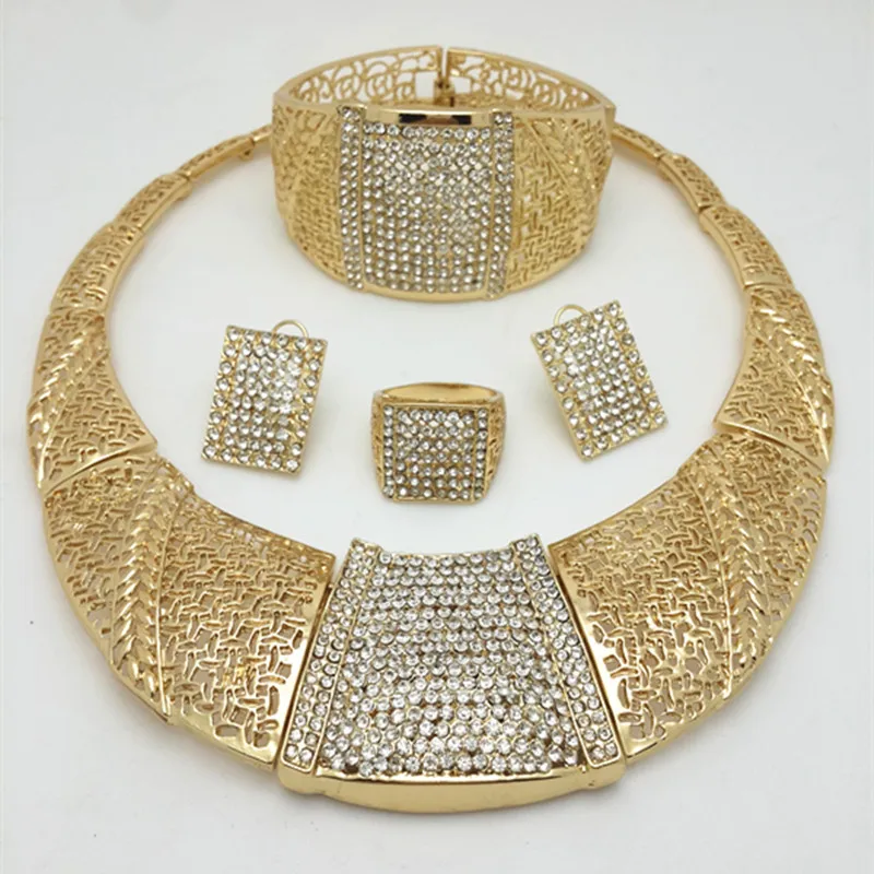 2016 модные свадебные ювелирные наборы из африканских бусин Дубайский Золотой