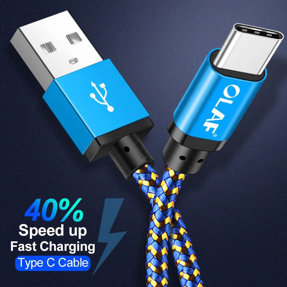 Кабель USB Type C OLAF для Samsung S9 S8 s10. Быстрая зарядка мобильный телефон зарядный провод