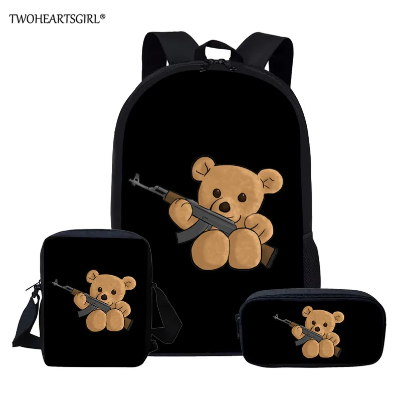 Школьные ранцы twoheart для девочек и мальчиков детский рюкзак с принтом медведя