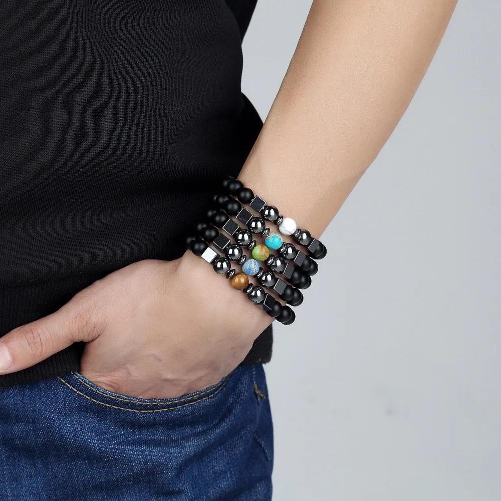 

LIVVY 2018 Volcanic lava stone bracelet natural stone 8mm lava stone bracelet lady yoga man bracelet individuality jewelry AS413