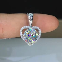 1ct carat moissanite pendant necklace heart shape d color 6 5mm moissanite pendants s925 pure silver platinum plated free chain
