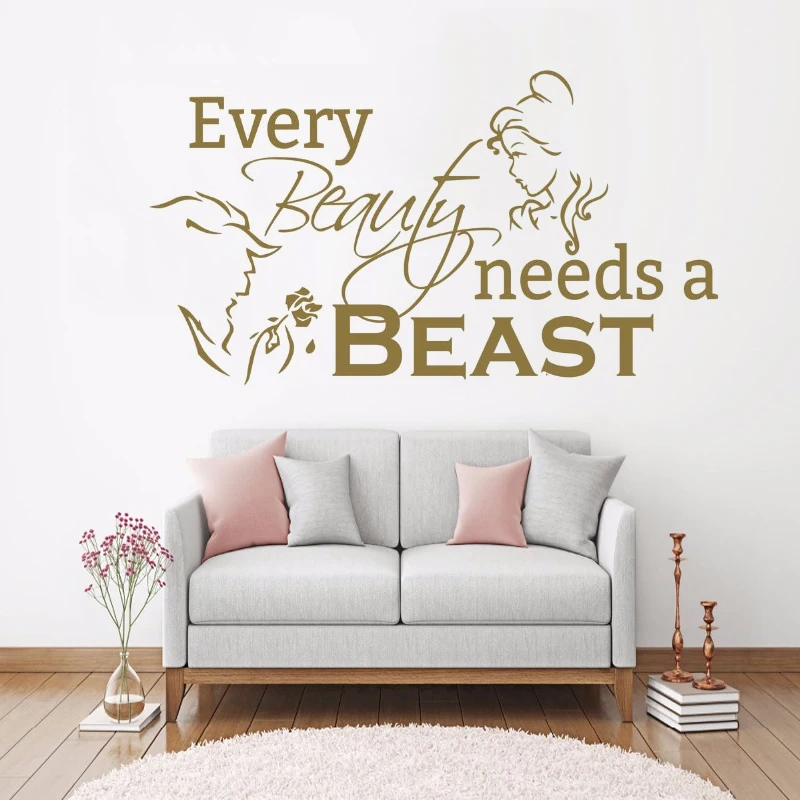 

Kids Room Decal Beauty And The Beast Wall Sticker Vinyl Quotes Wall Decal Romantic Home Decor Girls Bedroom Art Wallpaper SYY584