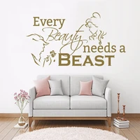 kids room decal beauty and the beast wall sticker vinyl quotes wall decal romantic home decor girls bedroom art wallpaper syy584